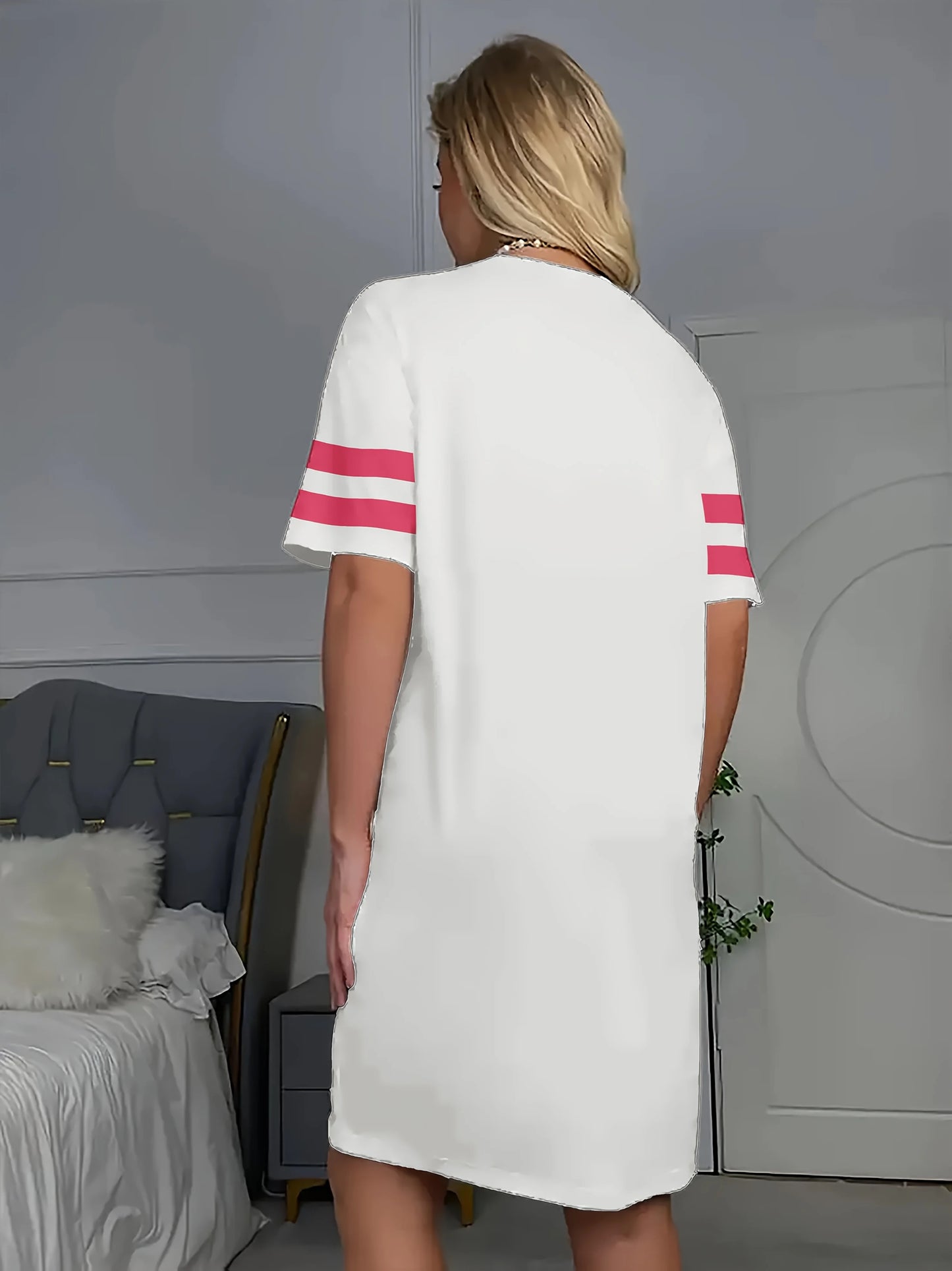 "SLEEP" Graphic Print Sleep Dress