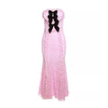 Bow Pins Floral Lace Maxi Dress
