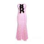 Bow Pins Floral Lace Maxi Dress