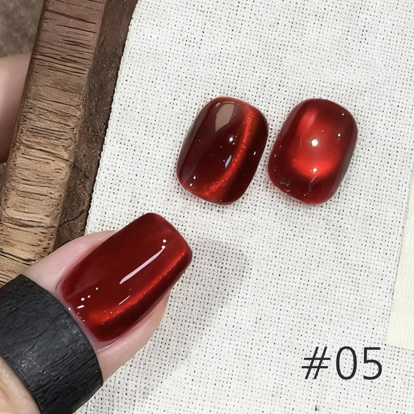 10ML 1-8PCS Red Cat Eye Nail Polish Red Nails 2026 New Cherry Wine Deep Red Glass Bead Magnet Cat Eye Spear Crystal Gel