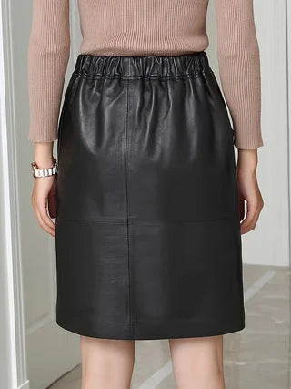 Faux Leather Drawstring Skirt