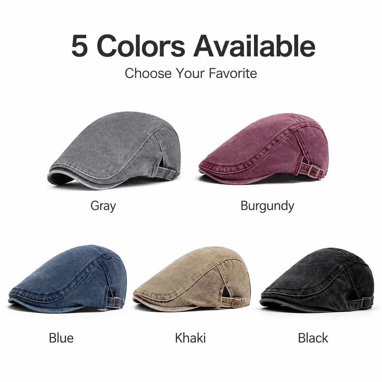 Vintage Washed Cotton Flat Cap