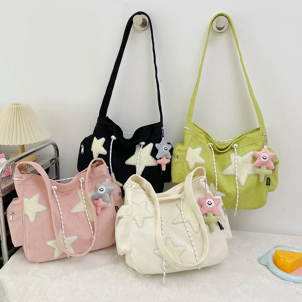 Star Pattern Corduroy Crossbody Bag