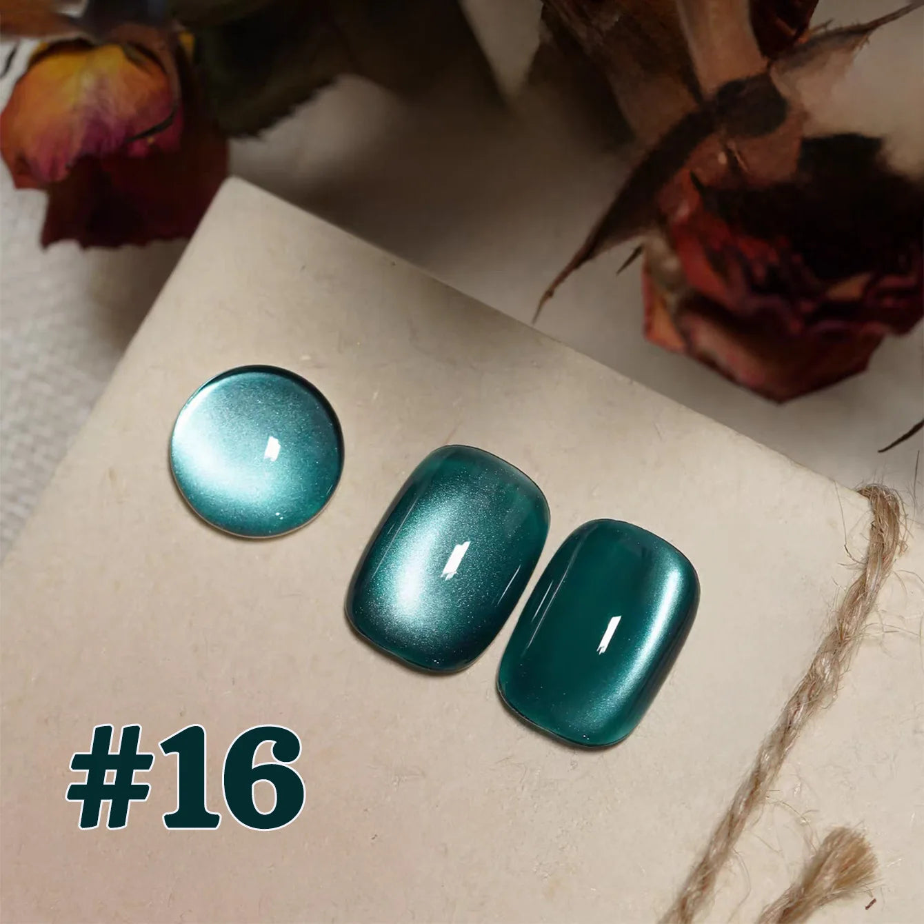 12ML 1-16PCS Beach Essentials Summer Nails Top Selling Fenglin Evening Moonlight Cat Eye Green Glass Bead Magnet Gel Nail Polish
