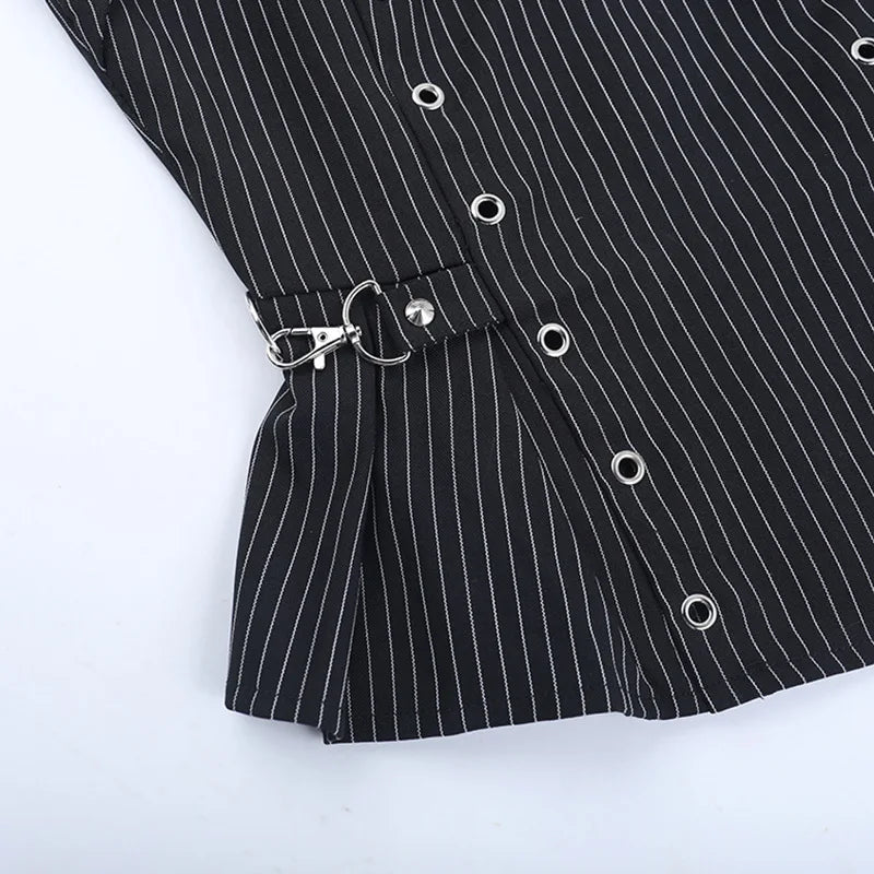 Pinstripe Cut-Out Corset Top