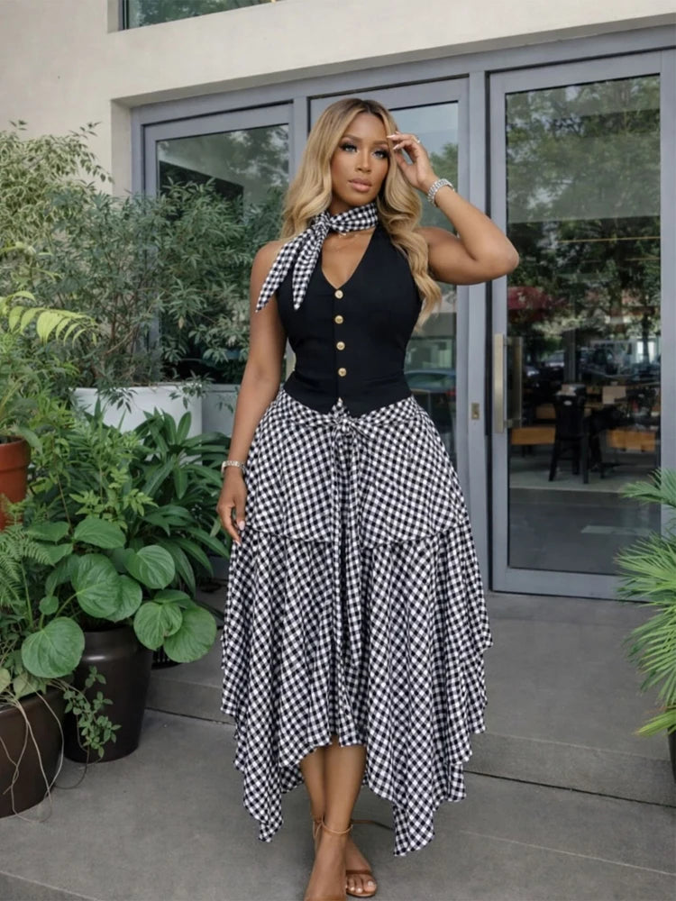 High Waist A Line Pleated Flared Maxi Skirt