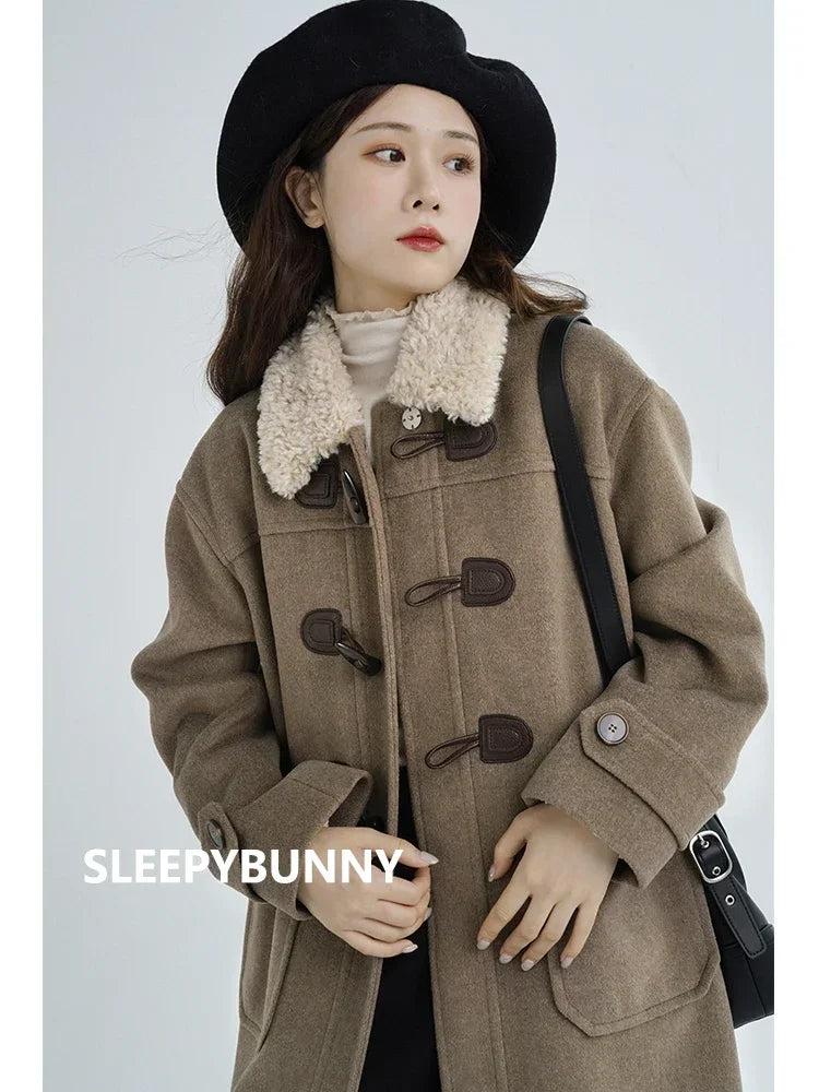 Lamb Wool Collar Duffle Coat