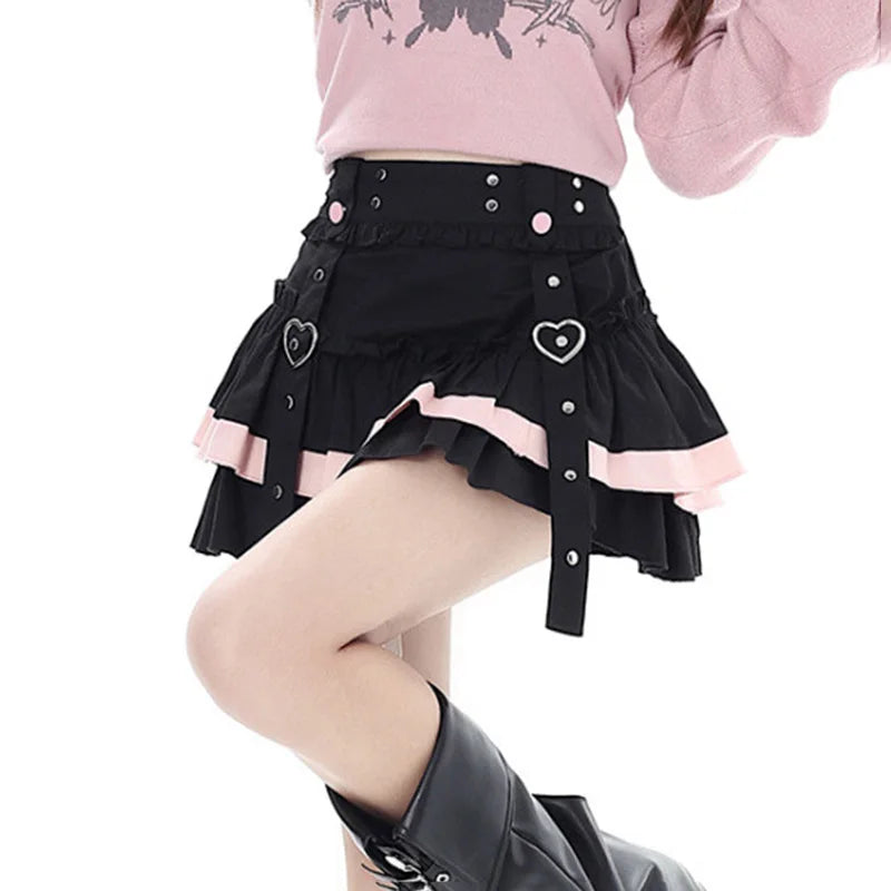 Bandage Patchwork Cake Skirt