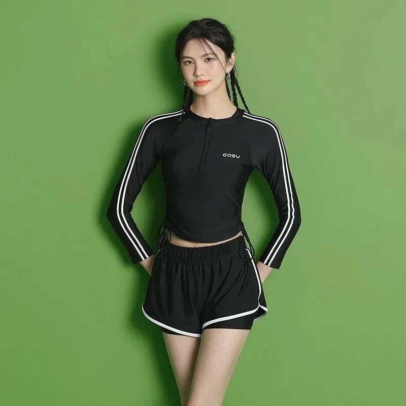 Conservative Slimming Long Sleeve Swimsuit