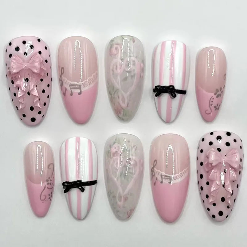 24pcs Sweet Pink Press On Nails