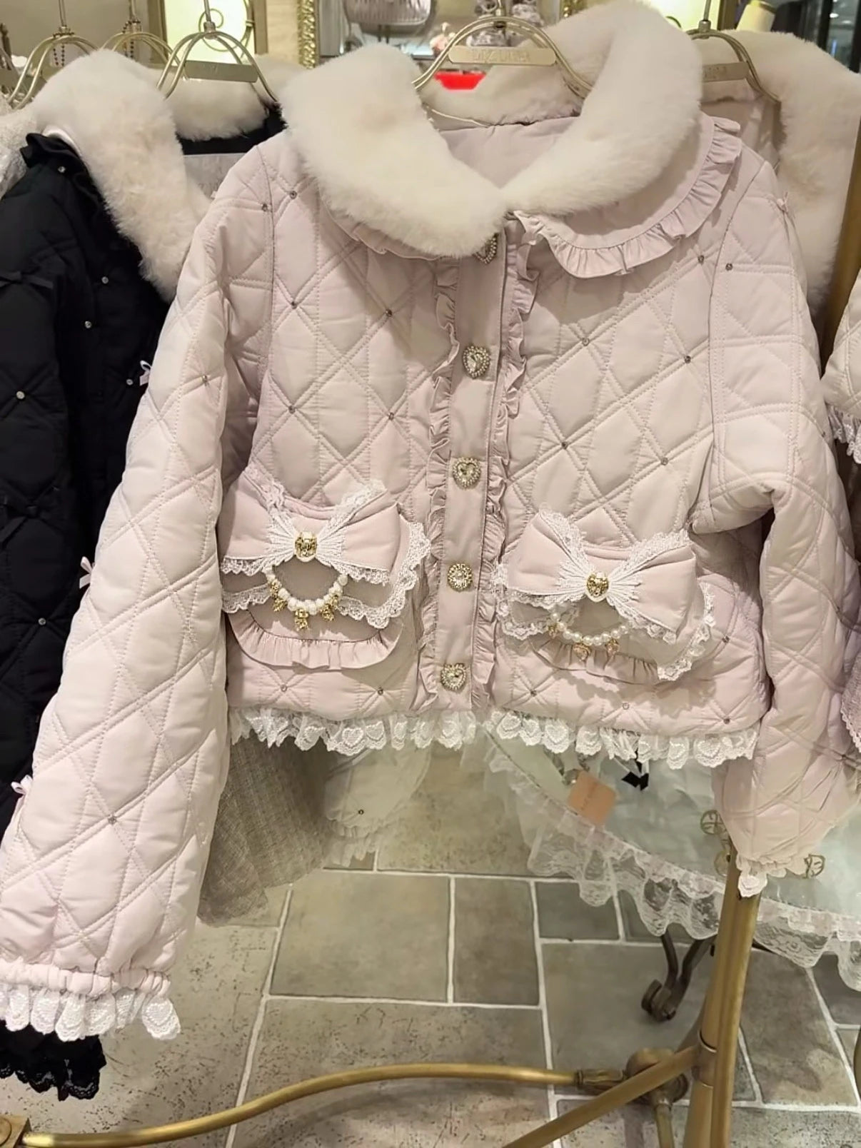 Doll Fur Collar Short Parka