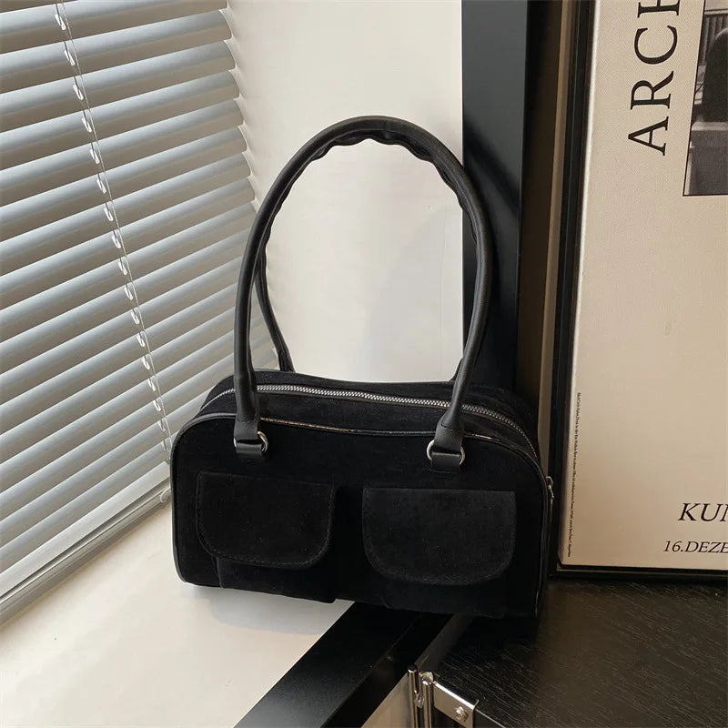 Suede Square Shoulder Bag