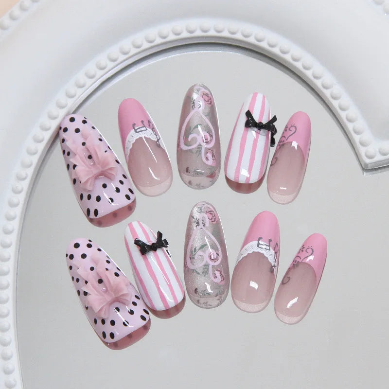 24pcs Sweet Pink Press On Nails