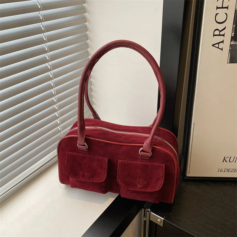 Suede Square Shoulder Bag