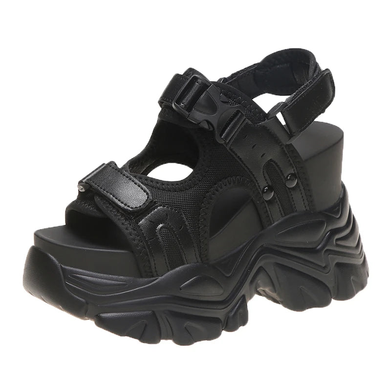 Peep-Toe Wedge Platform Sandals