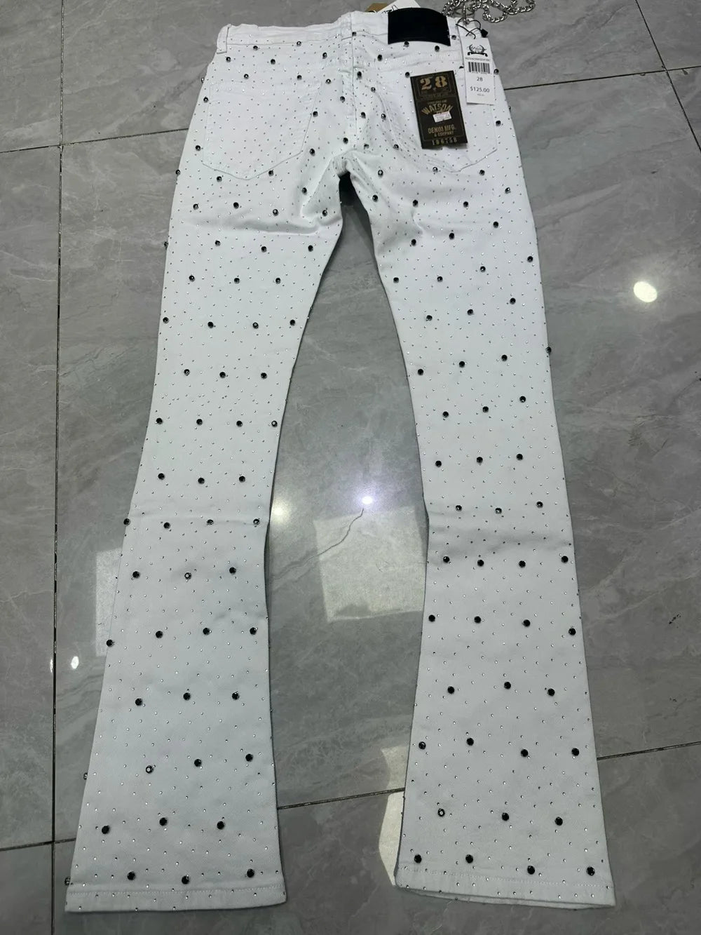 Rhinestone Denim Flared Jeans