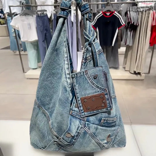 Washed Denim Handbag