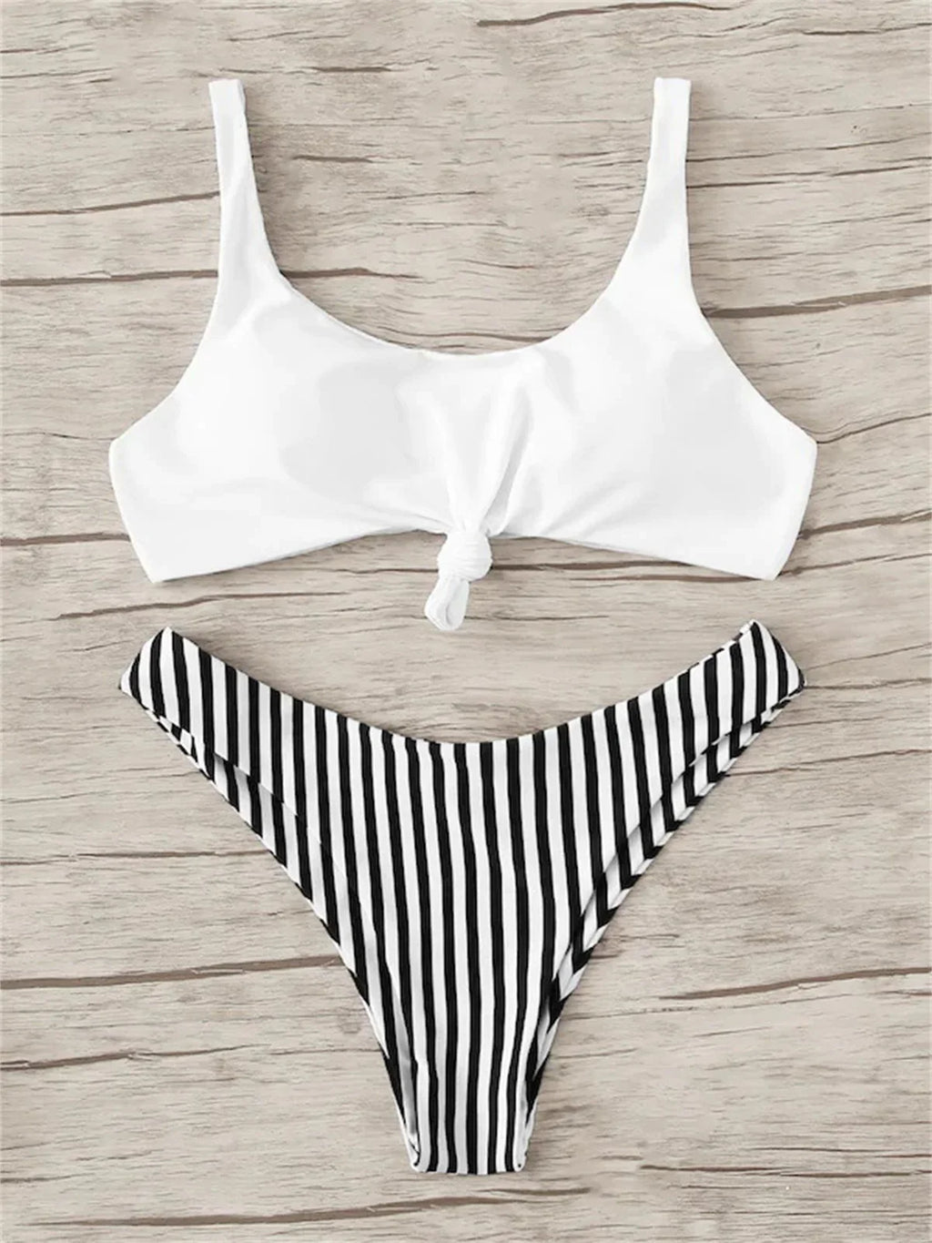 Scoop Neck Striped Bikini