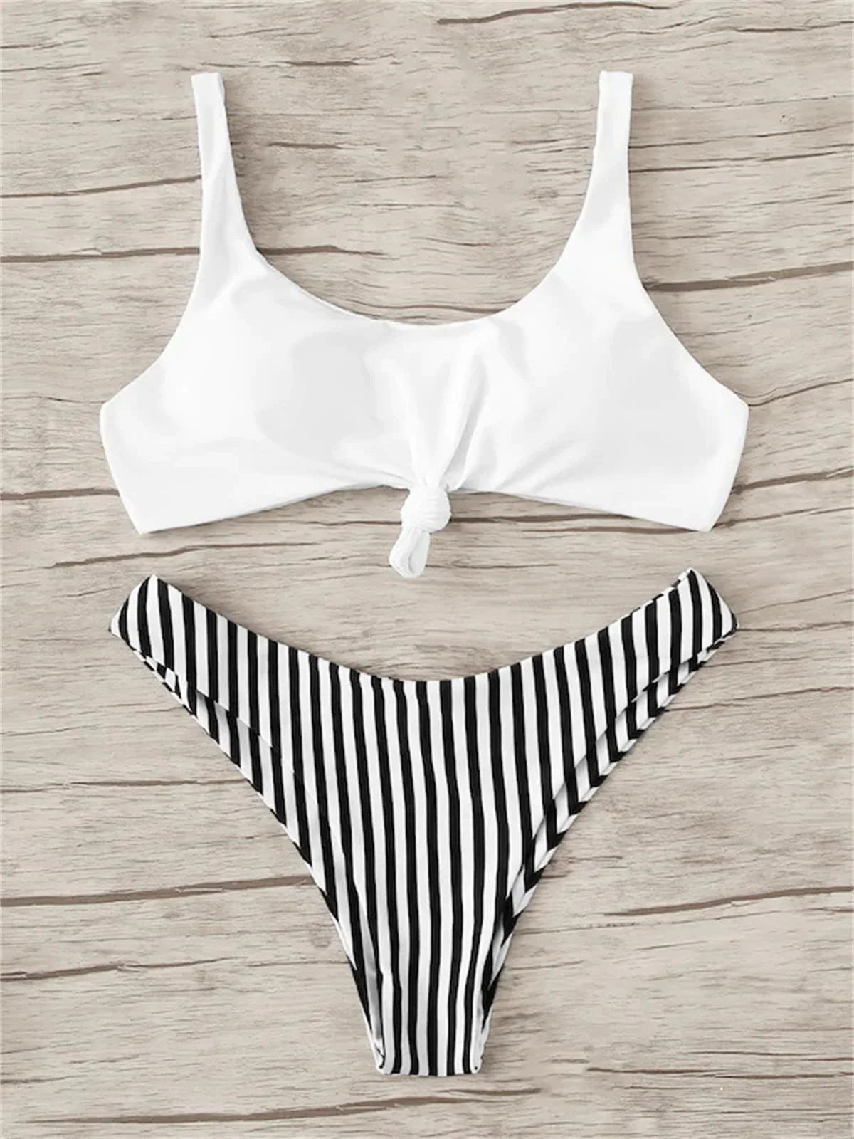 Scoop Neck Striped Bikini