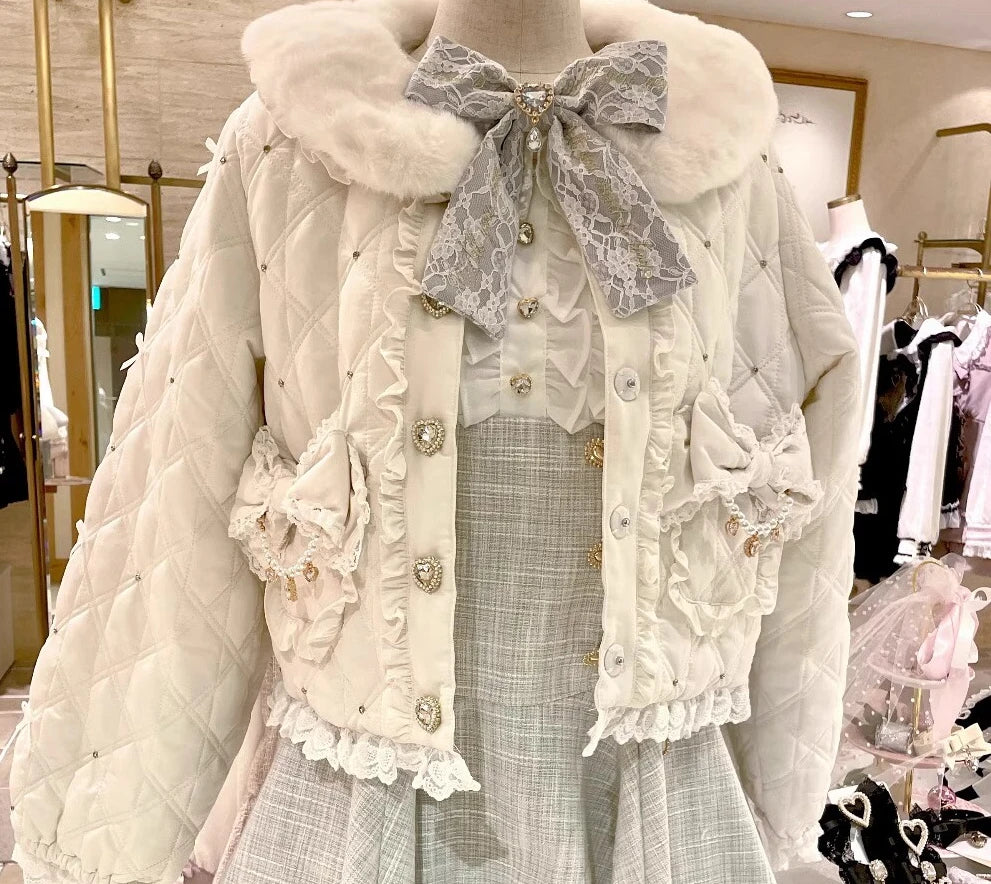 Doll Fur Collar Short Parka