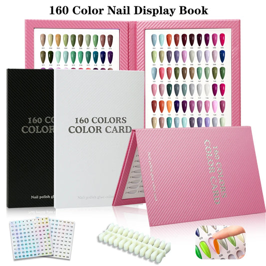 New 160Colors Waterproof Nail Display Book Nail Polish Books With 240 Fake Nails Tips False Nails Styles Showing Book Nails Tool