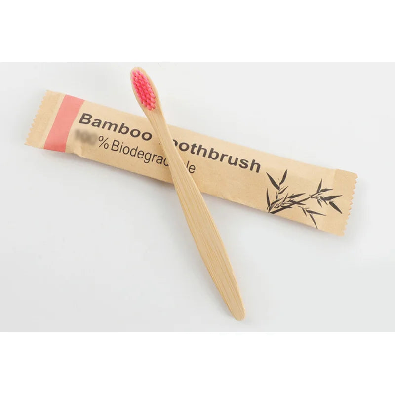 Single Cowhide Wrapped Bamboo Toothbrush Set