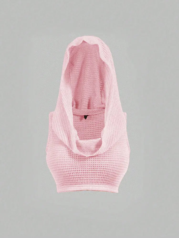 Hooded Sleeveless Knitted Top