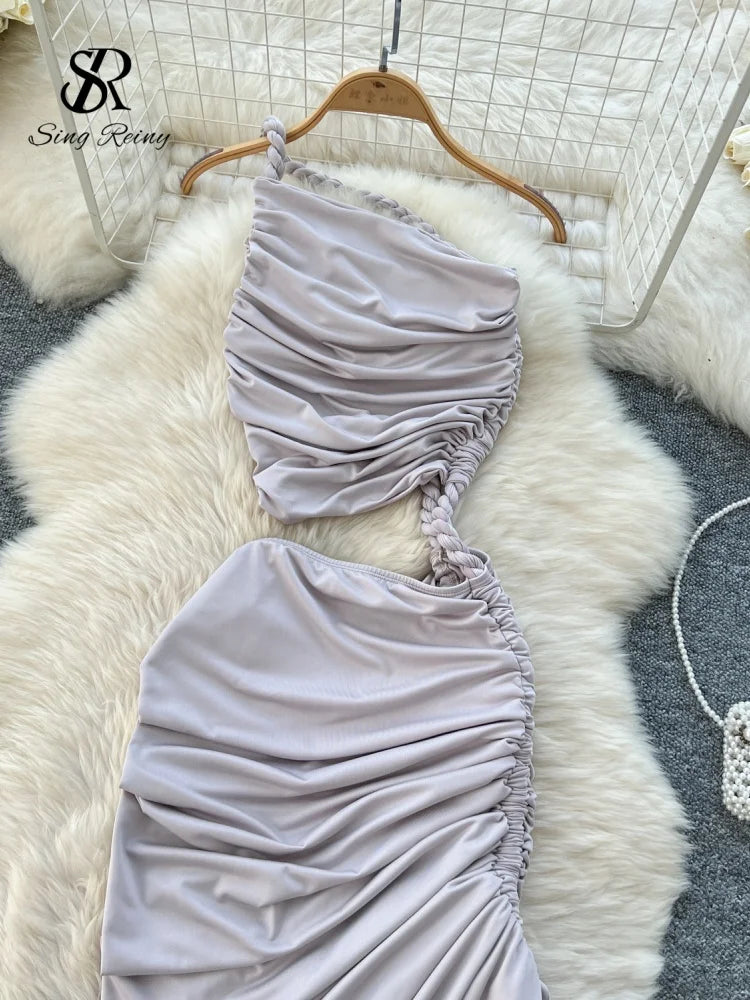 SINGREINY Hollow Out Split Beach Long Dress
