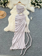SINGREINY Hollow Out Split Beach Long Dress