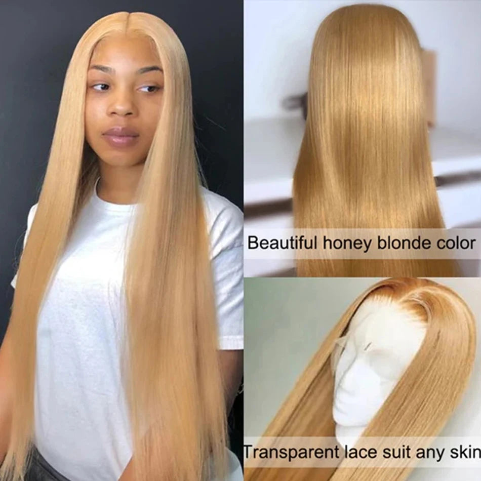 Honey Blonde HD Transparent Lace Front Wig