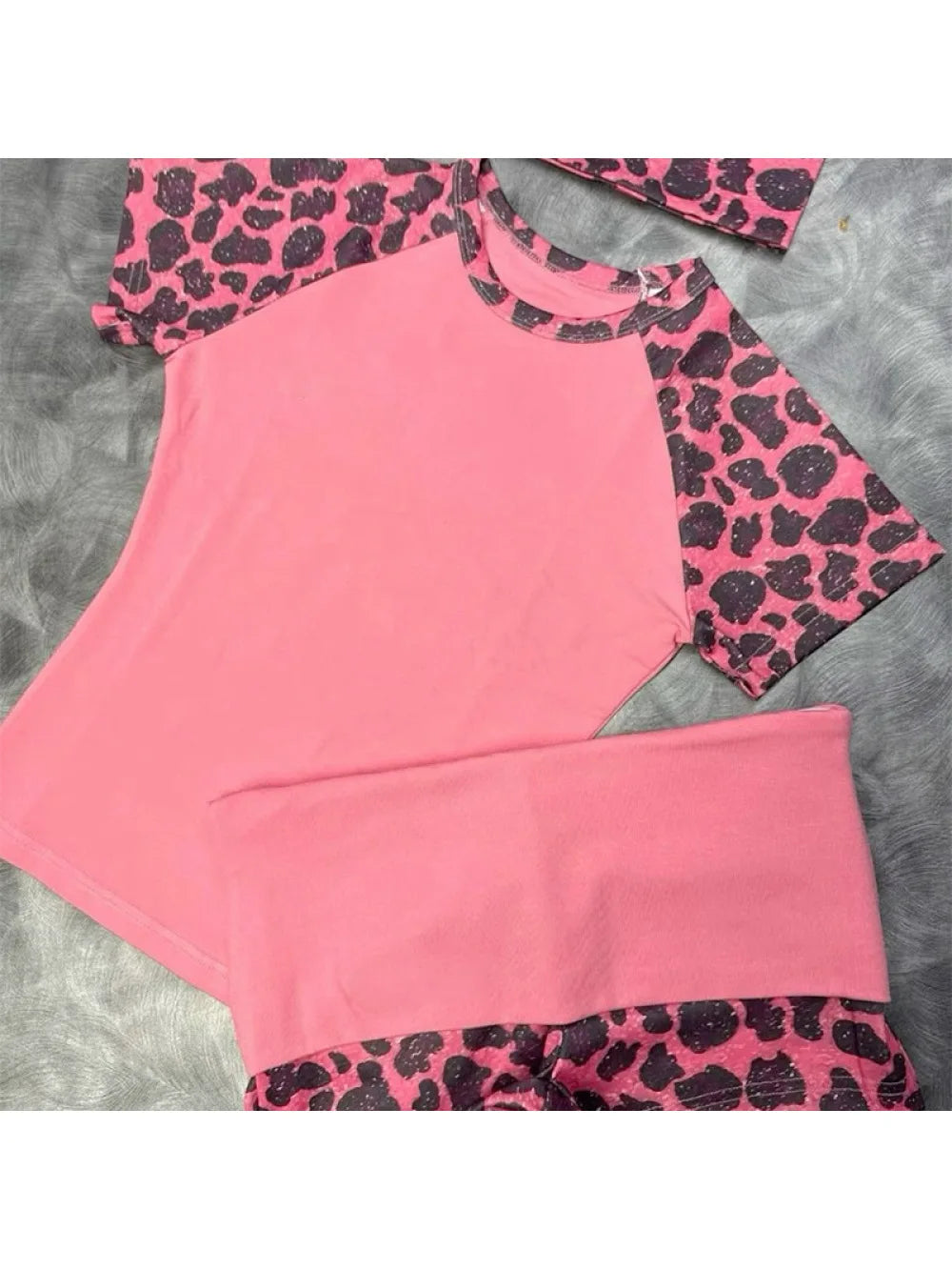 Leopard Print Patchwork Shorts Set