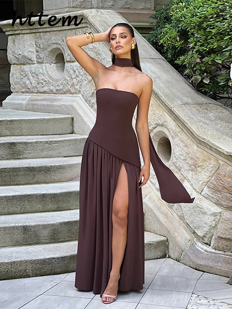 Spliced Asymmetric Long Dress