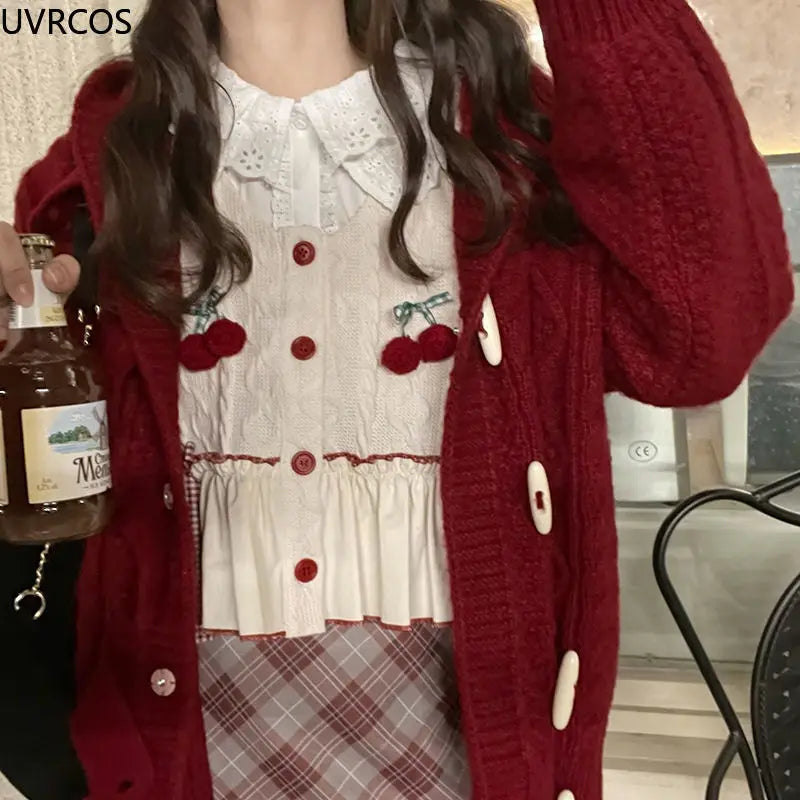 Cherry Knitted Sweater Vest