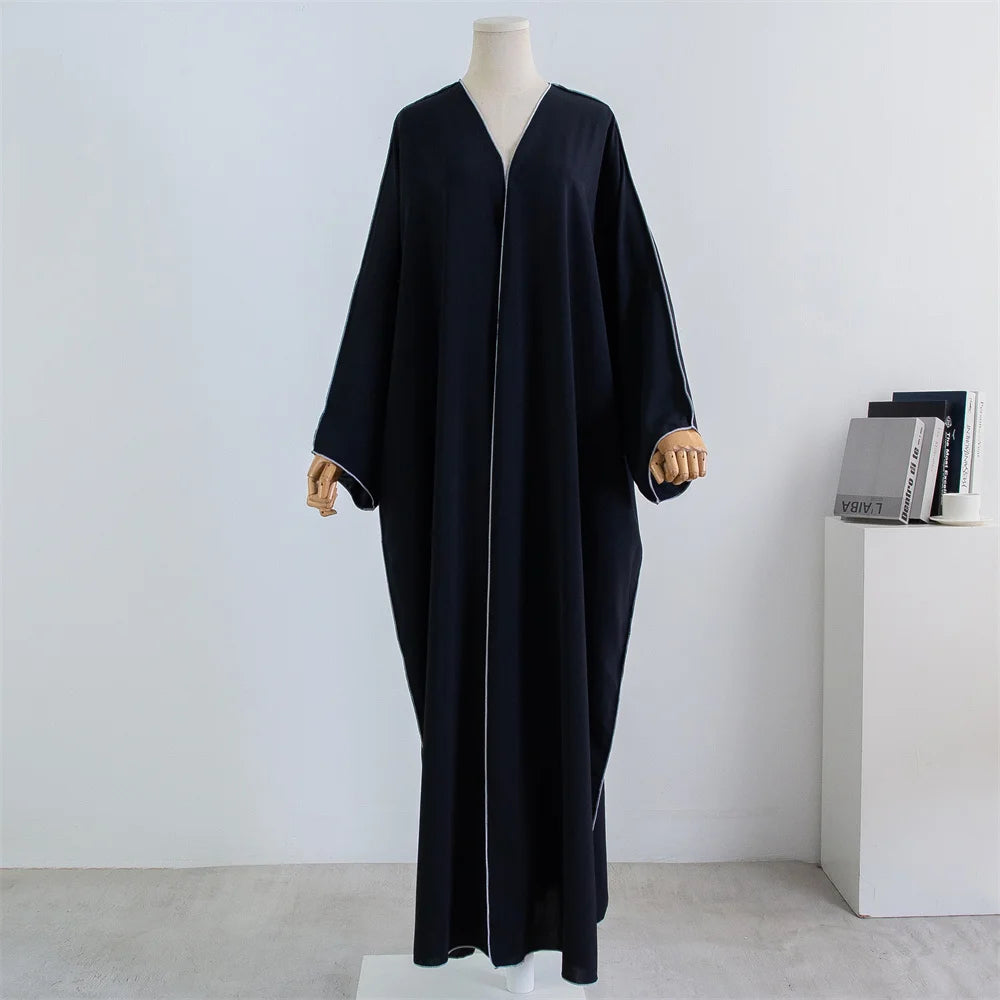 Open Front Abaya Muslim Kaftans Full Sleeve Maxi Length Dress Women Abayas Arabian Islamic Clothing Women Jilbabs