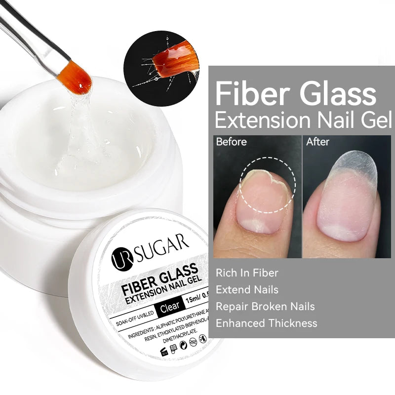 UR SUGAR 15ml Extension Nail Gel Jelly Pink White Clear Hard Gel Extension UV Gel For Nails Finger French Nail Art DIY Manicure