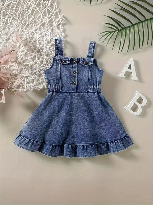 ベビーガールズ デニム ロンパースドレス 乳児 バックレス オーバーオール 衣類 キッズ ファッション アウトフィット ベビーガールズ 衣類