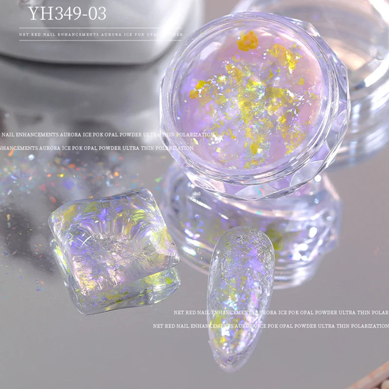 5-Colors Dreamy Aurora Purple Brocade Nail Glitter Powder Ultra-thin Polarized Edelweiss Purple Powder DIY Manicure Opal Dust