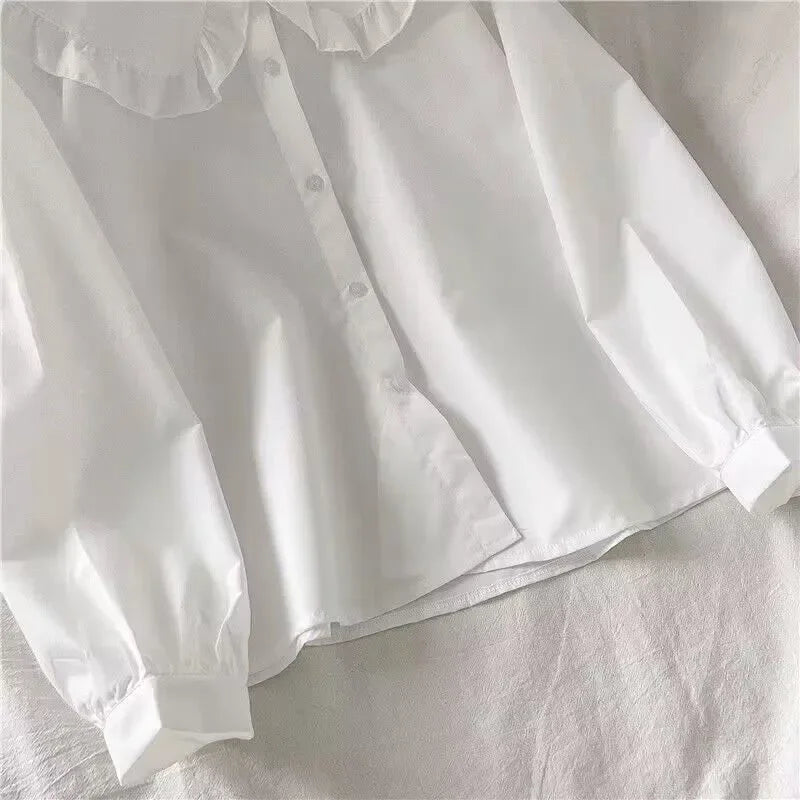 XPQBB Ruffled Peter Pan Collar Blouse