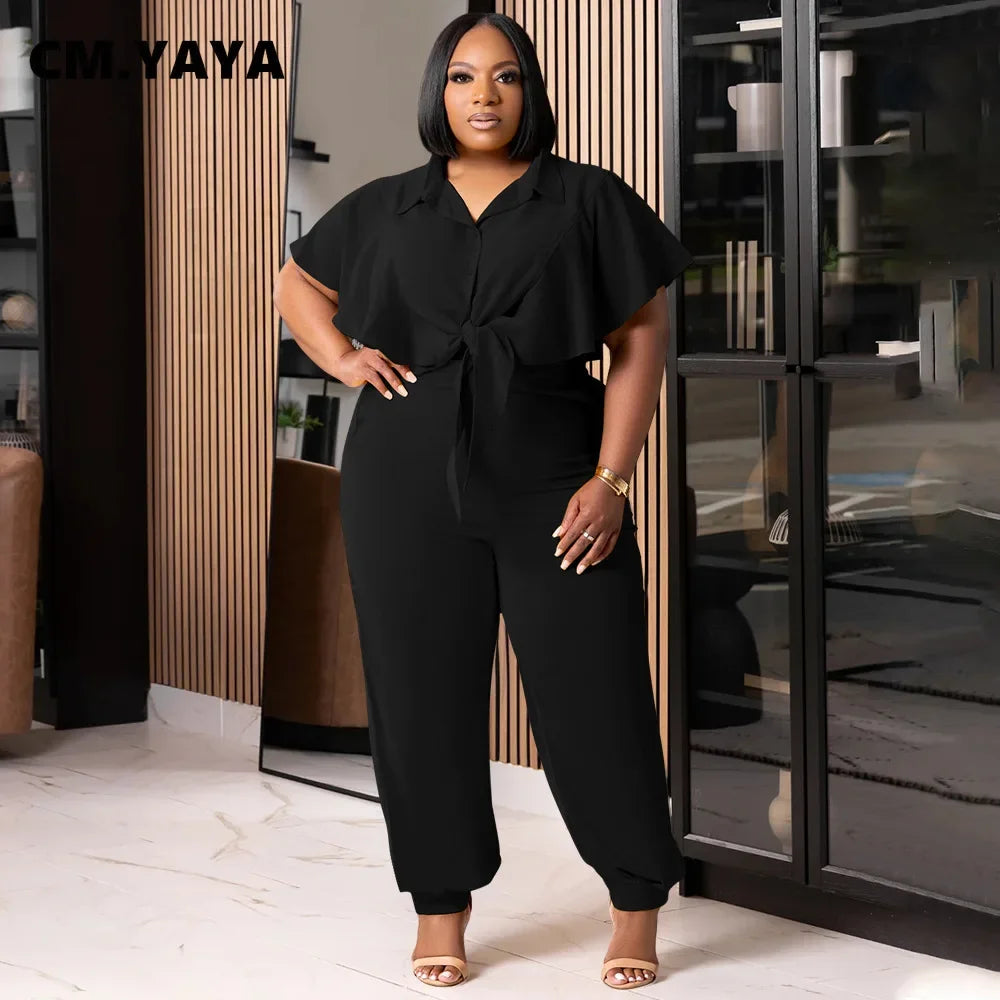 CM.YAYA Ruffles Top + Pencil Pants Set