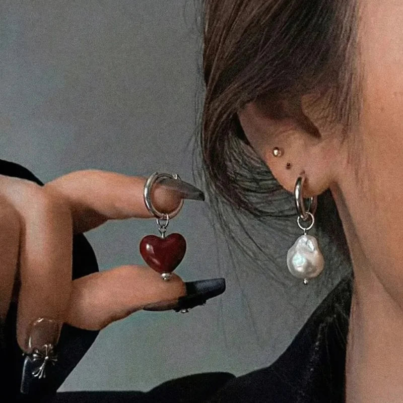 Geometric Irregular Stereo Heart-Shaped Earrings