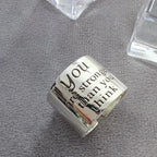 925 Sterling Silver Personality Wide Letters Adjustable Ring