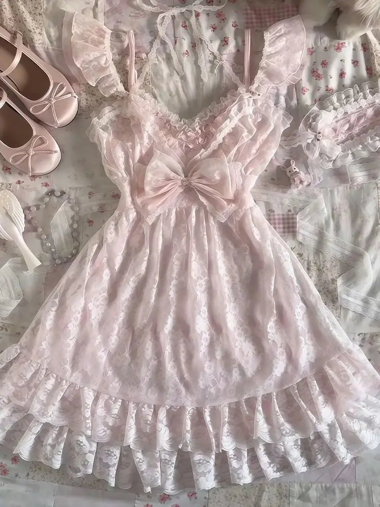 Lace Patchwork Dress Two Piece Set