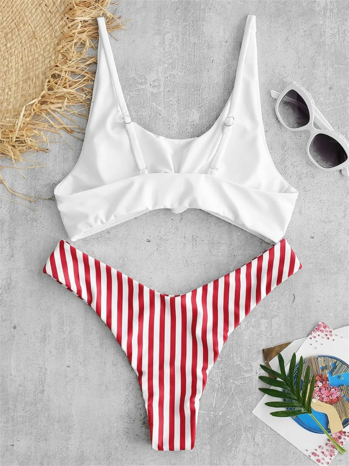 Scoop Neck Striped Bikini