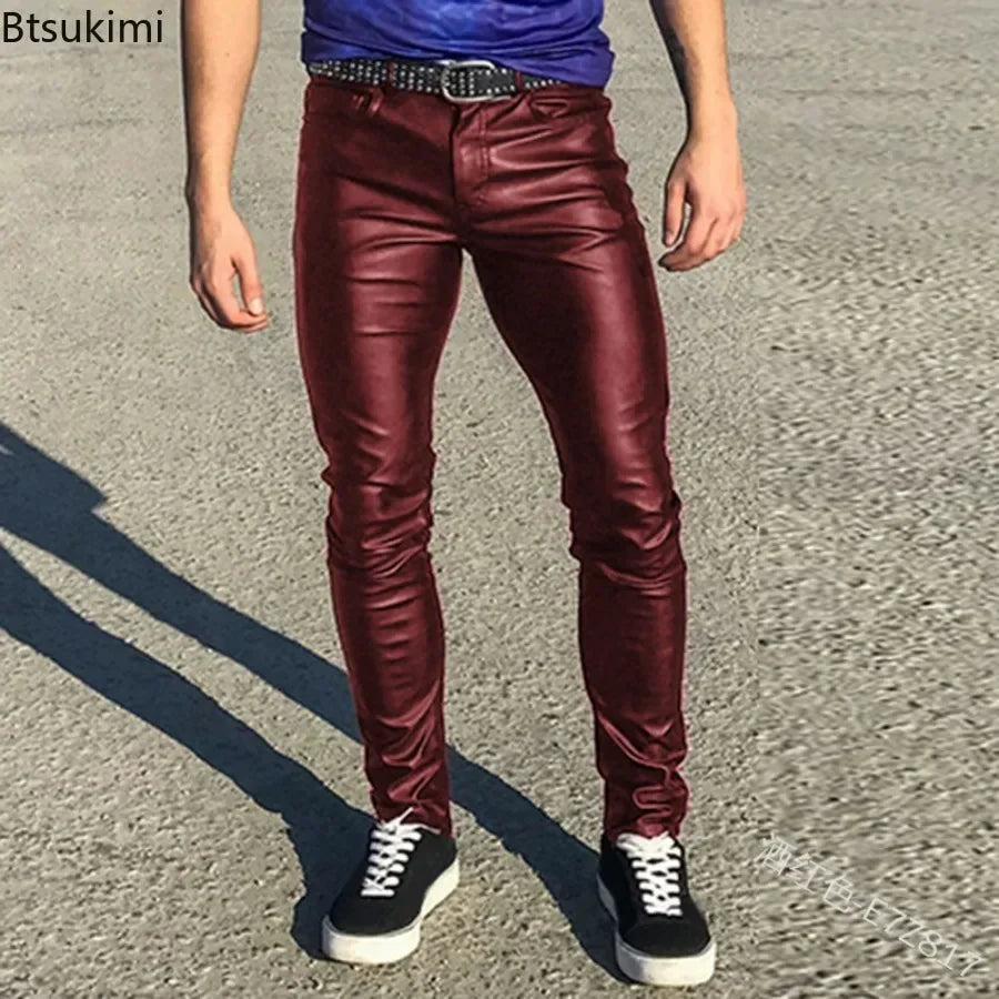 Elastic Low Waist PU Leather Pants