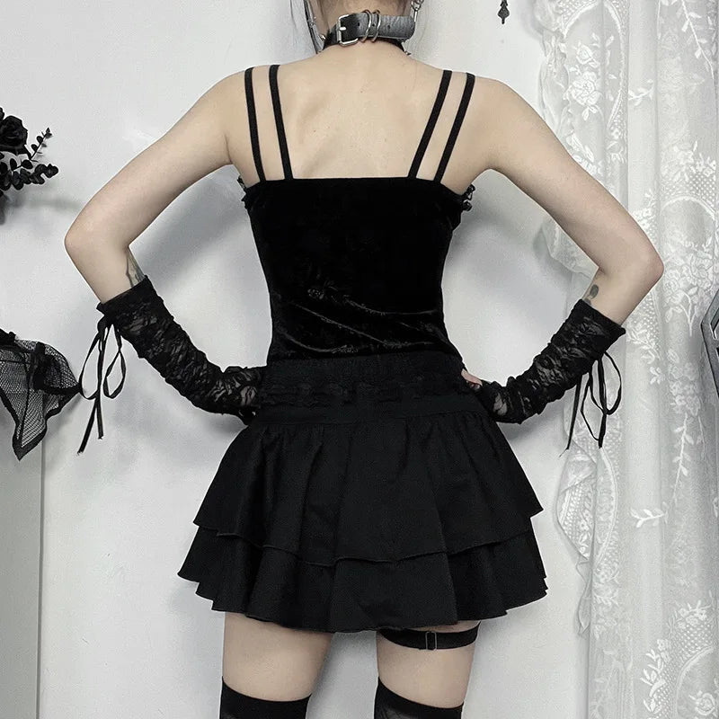 Lace Cross Mini Skirt