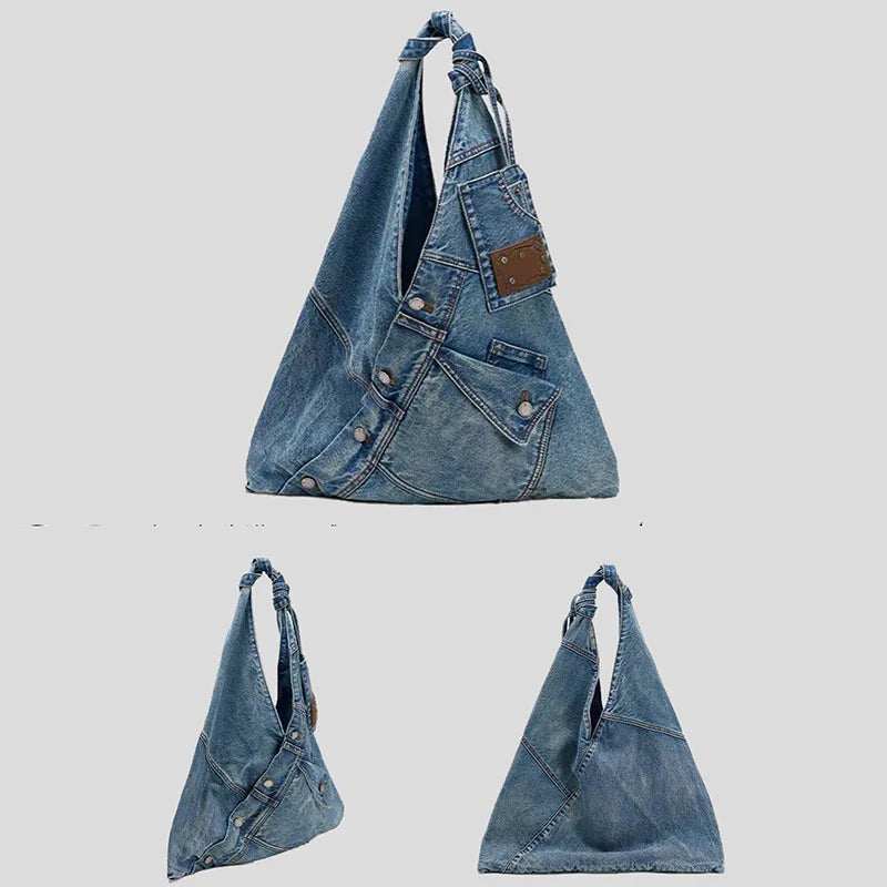 Washed Denim Handbag