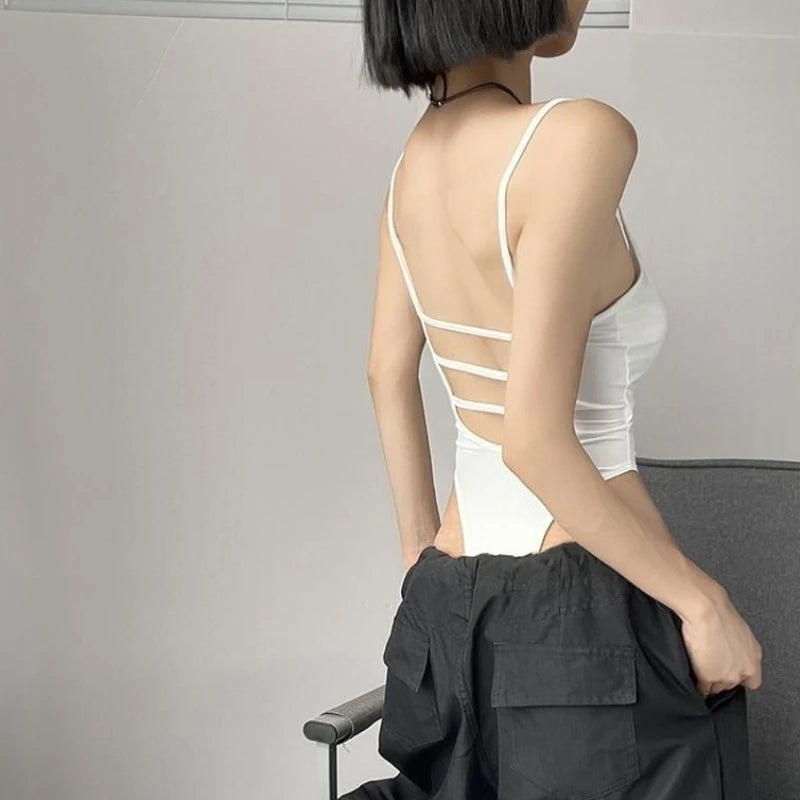Solid Backless Bodysuit