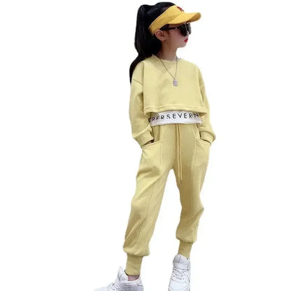 2025年ティーン向けグレイガールズスポーツスーツ春服長袖トップスウェットシャツパーカー＆パンツカジュアル6 7 8 9 10 11 12歳子供