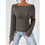 Skew-Neck Long Sleeve T-Shirt