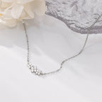 925 Sterling Silver Romantic Flower Clavicle Charm Chain Necklace